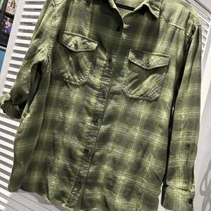 Wild Fable Olive Plaid Shirt